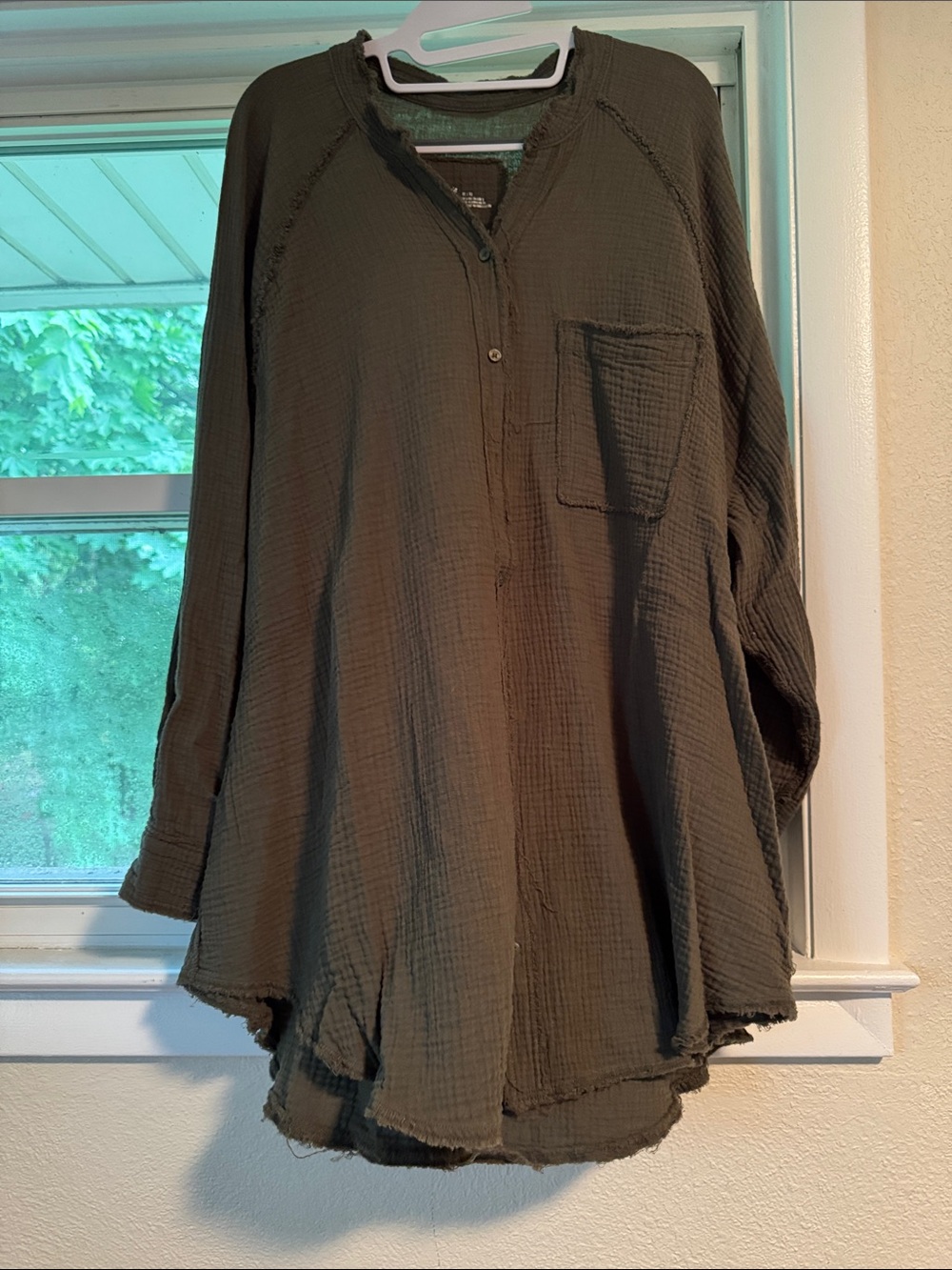 Aerie Olive Green Long-Sleeve Button down Henley